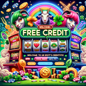 "Create an image representing the article about Goatbet899, an exciting online slot and free credits platform, as described on manjunathsinge.com. The image should include: An engaging interface showcasing slot machines and gaming options. Elements of luck and excitement, such as lucky symbols (e.g., four-leaf clovers, horseshoes). Graphics highlighting free credits, bonuses, and promotions. A welcoming banner for Goatbet899 with vibrant colors and user-friendly design."